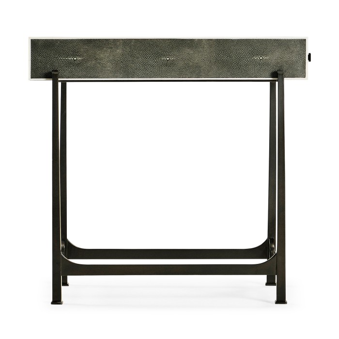 Anthracite Faux Shagreen & Bronze Iron Side Table