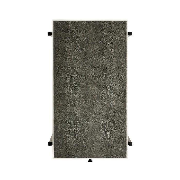 Anthracite Faux Shagreen & Bronze Iron Side Table