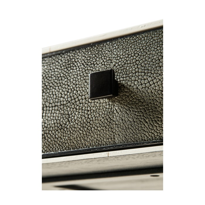 Anthracite Faux Shagreen & Bronze Iron Side Table