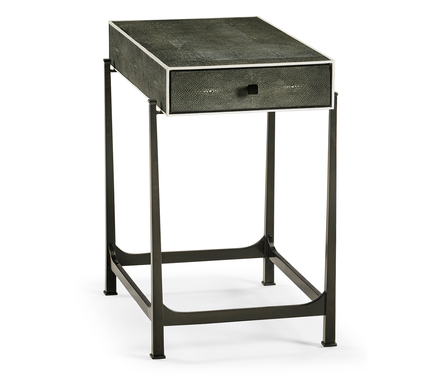 Anthracite Faux Shagreen & Bronze Iron Side Table