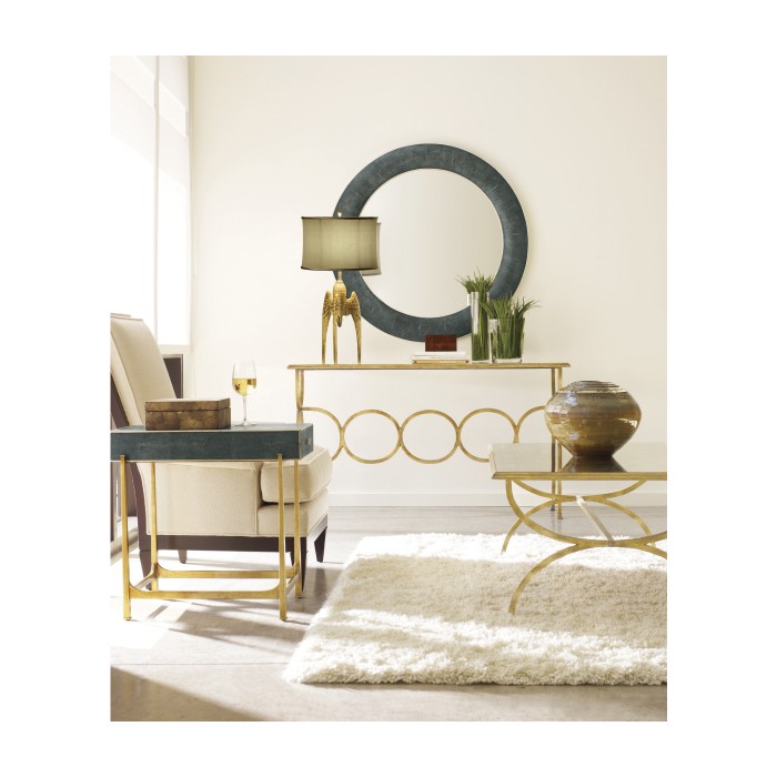 Anthracite Faux Shagreen & Bronze Iron Side Table