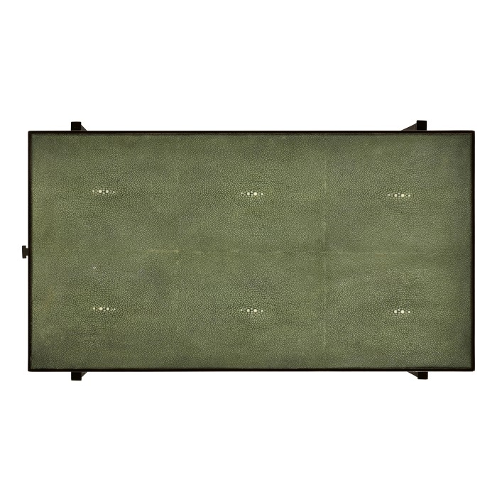 Green Faux Shagreen Bronze Side Table