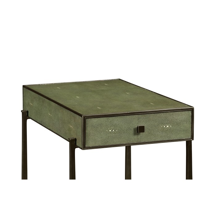 Green Faux Shagreen Bronze Side Table