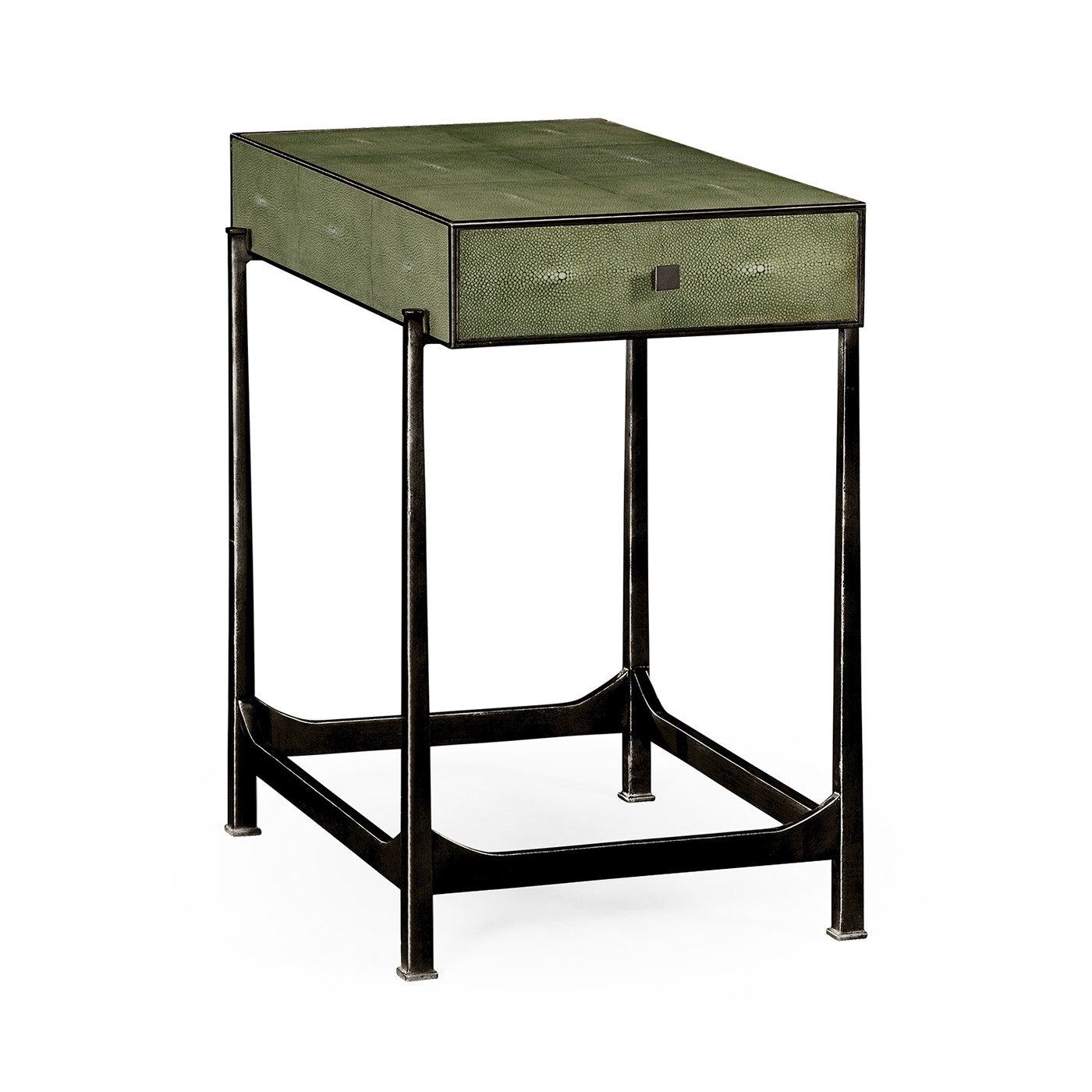 Green Faux Shagreen Bronze Side Table