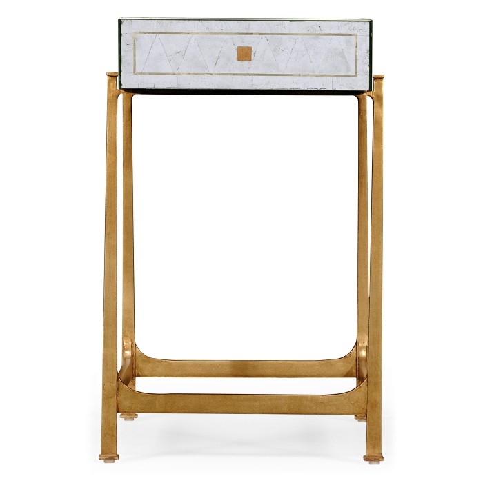 Églomisé & Gilded Iron Box Top Side Table