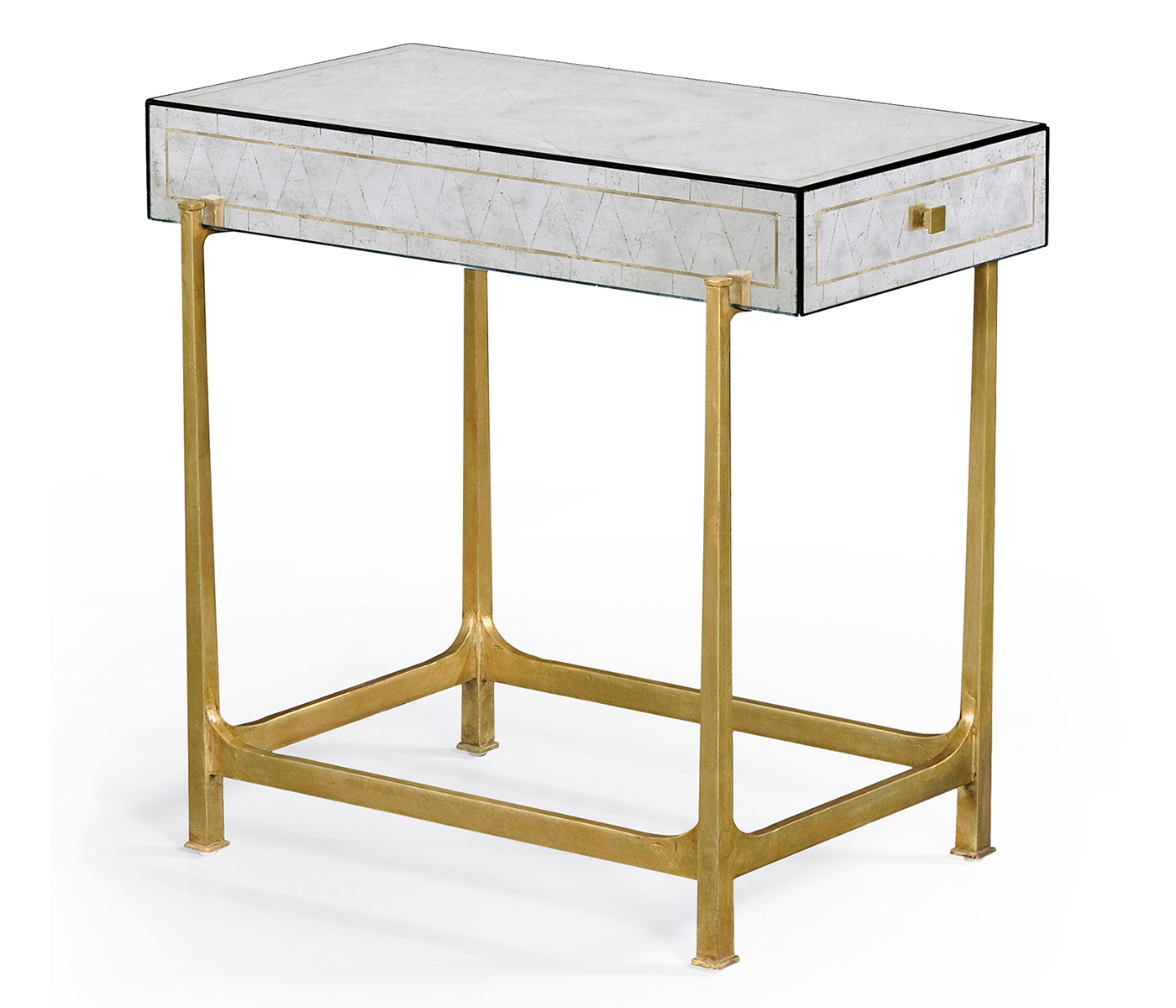 Églomisé & Gilded Iron Box Top Side Table