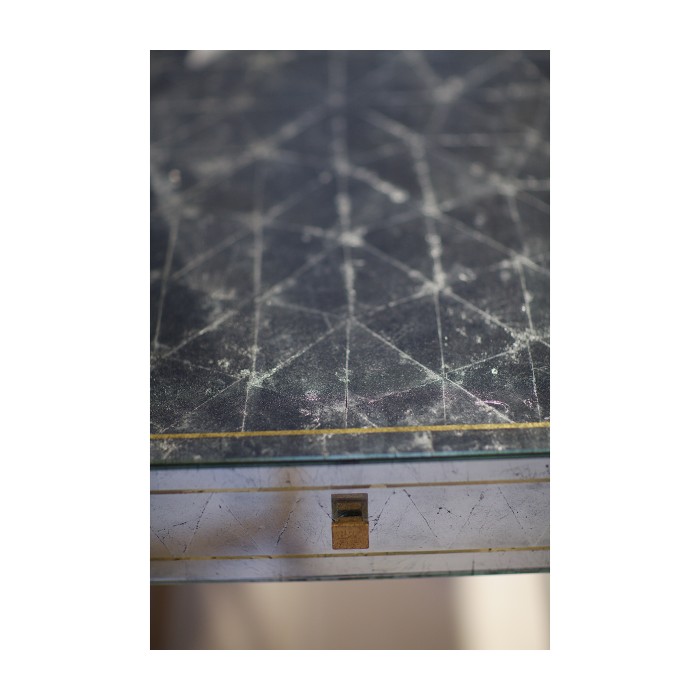 Églomisé & Gilded Iron Box Top Side Table