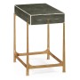 Anthracite Faux Shagreen & Gilded Iron Side Table