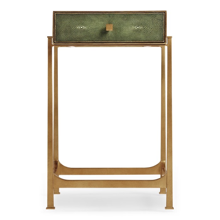 Green Faux Shagreen Gilded Side Table