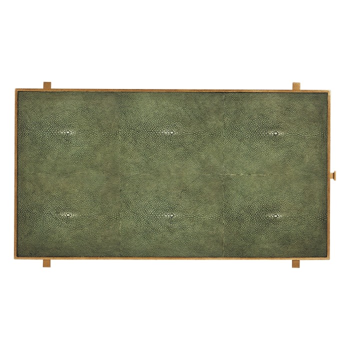 Green Faux Shagreen Gilded Side Table