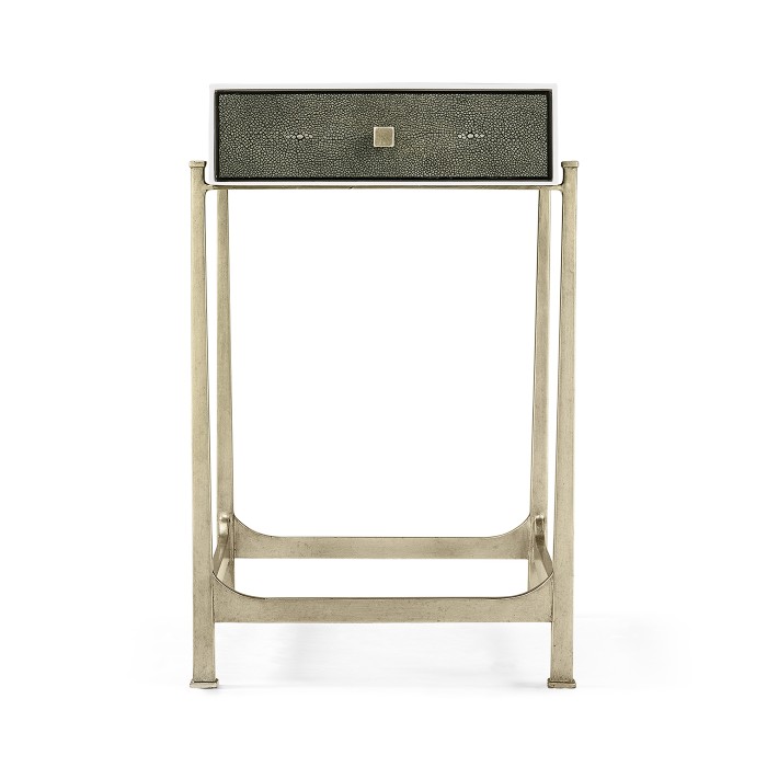 Anthracite Faux Shagreen & Silver Iron Side Table