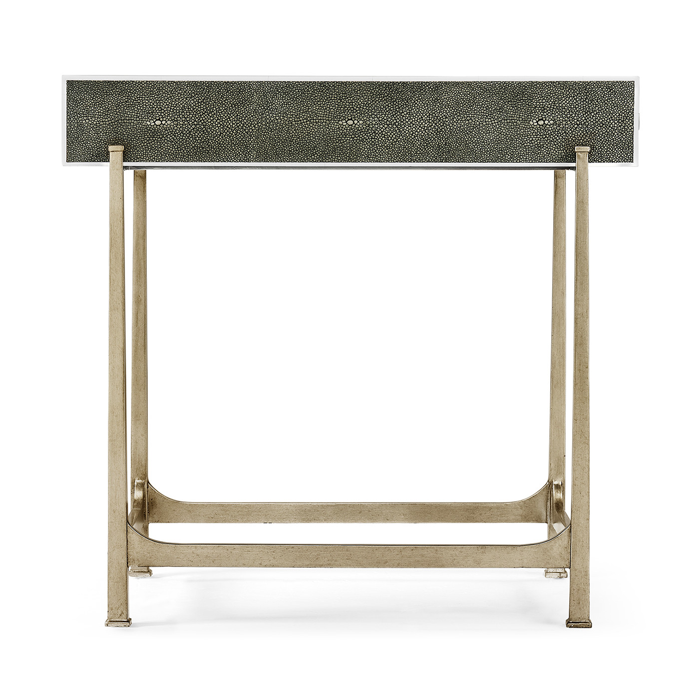 Anthracite Faux Shagreen & Silver Iron Side Table