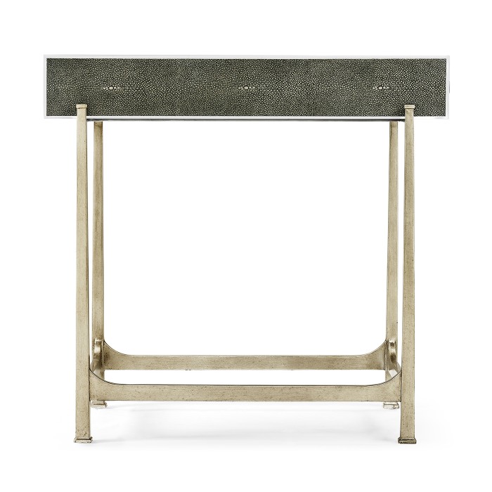 Anthracite Faux Shagreen & Silver Iron Side Table