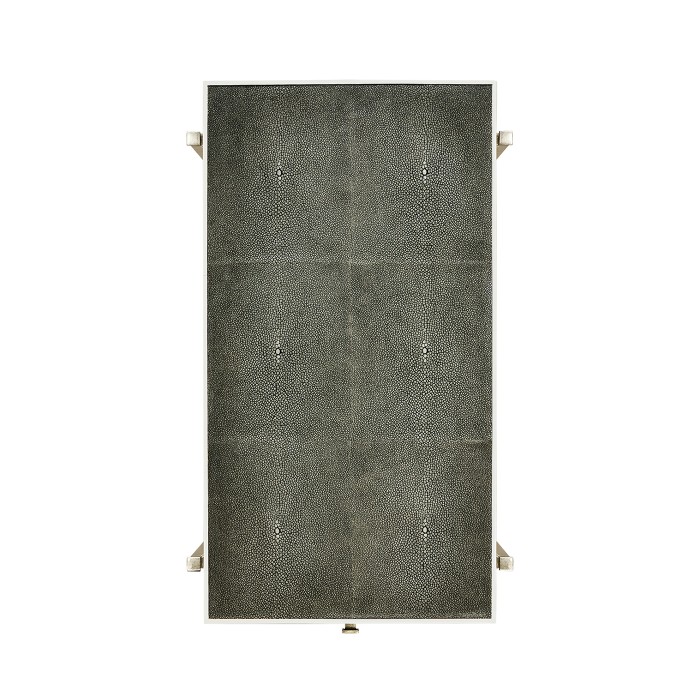 Anthracite Faux Shagreen & Silver Iron Side Table