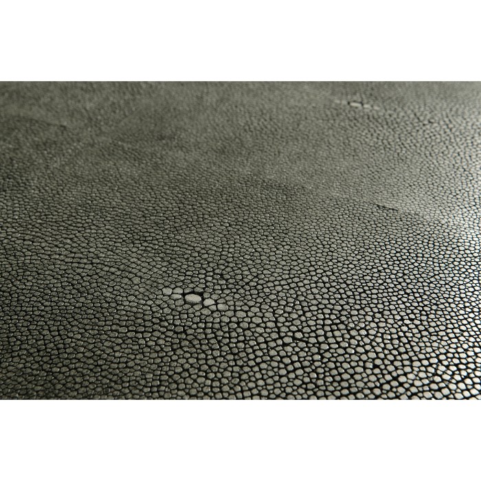 Anthracite Faux Shagreen & Silver Iron Side Table
