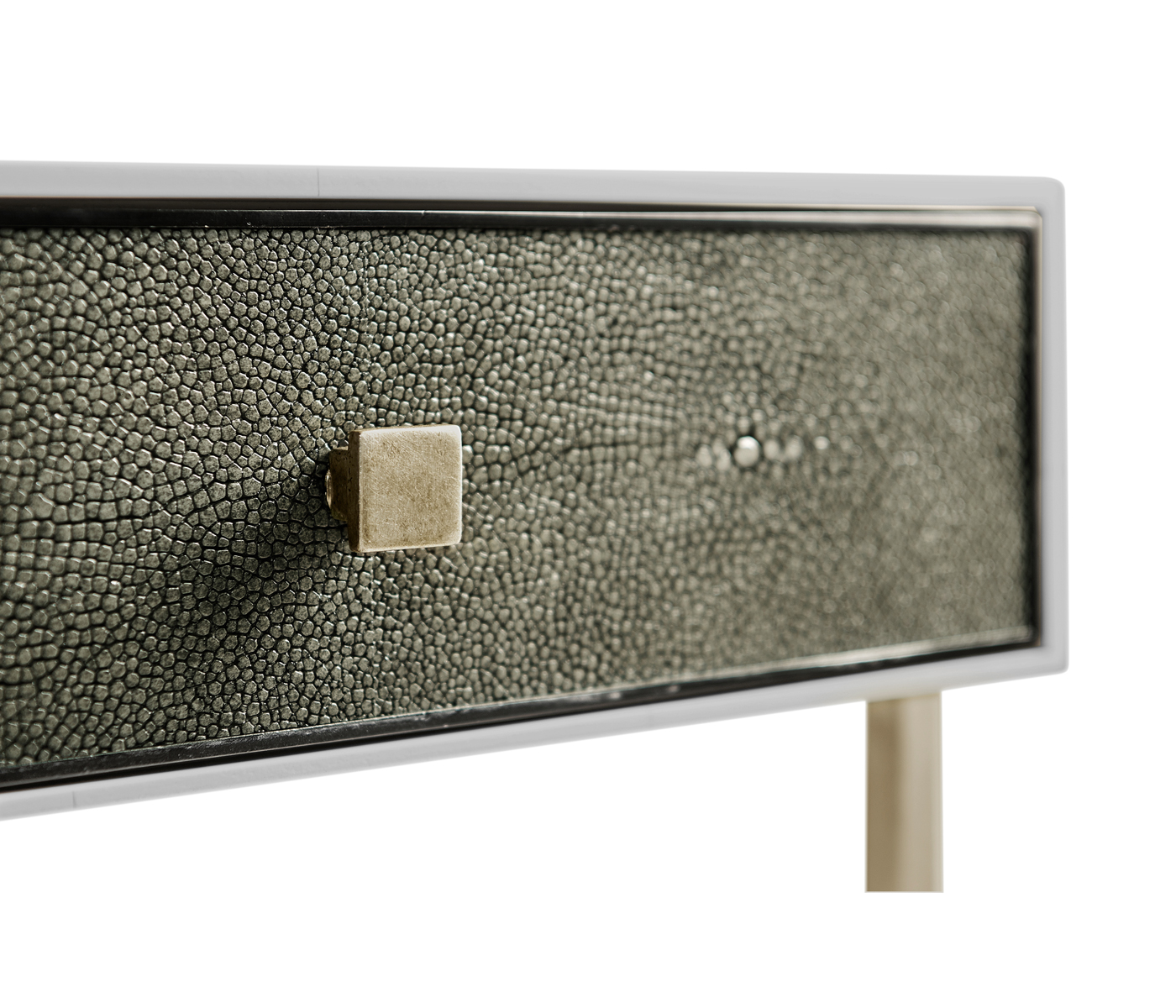 Anthracite Faux Shagreen & Silver Iron Side Table