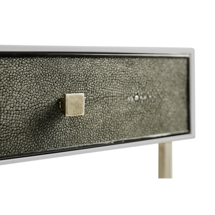 Anthracite Faux Shagreen & Silver Iron Side Table