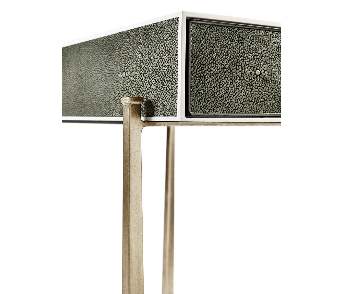 Anthracite Faux Shagreen & Silver Iron Side Table