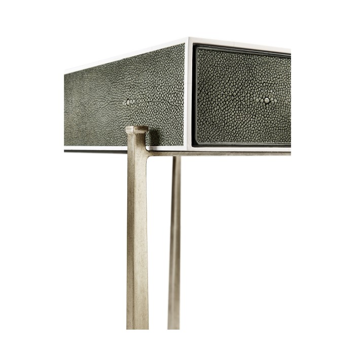 Anthracite Faux Shagreen & Silver Iron Side Table