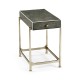 Anthracite Faux Shagreen & Silver Iron Side Table