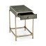 Anthracite Faux Shagreen & Silver Iron Side Table
