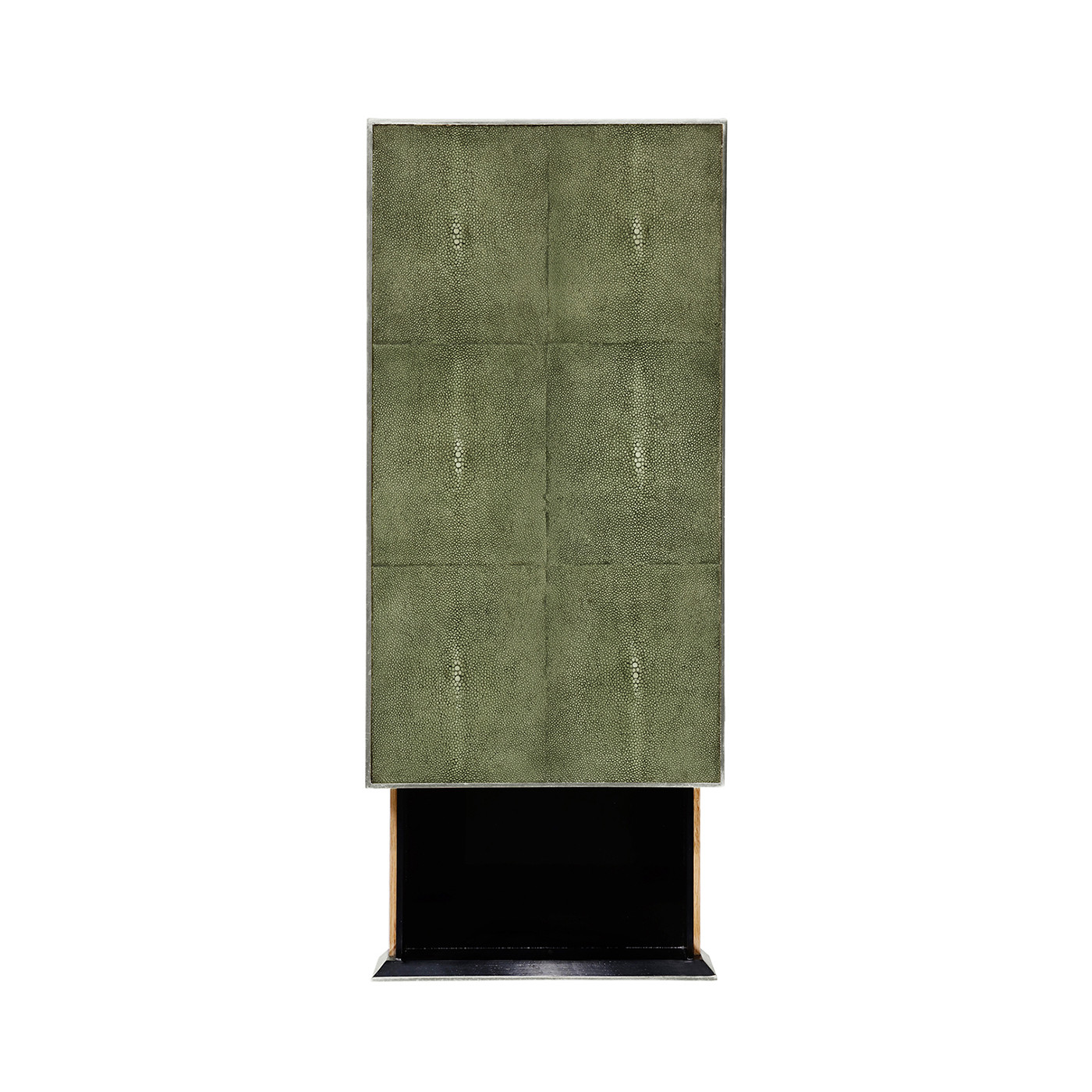 Green Faux Shagreen Silver Side Table