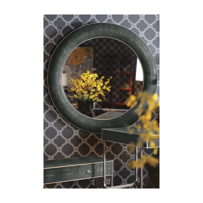 Anthracite Faux Shagreen Circular Mirror