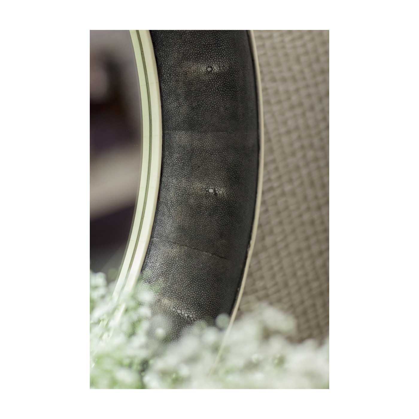 Anthracite Faux Shagreen Circular Mirror