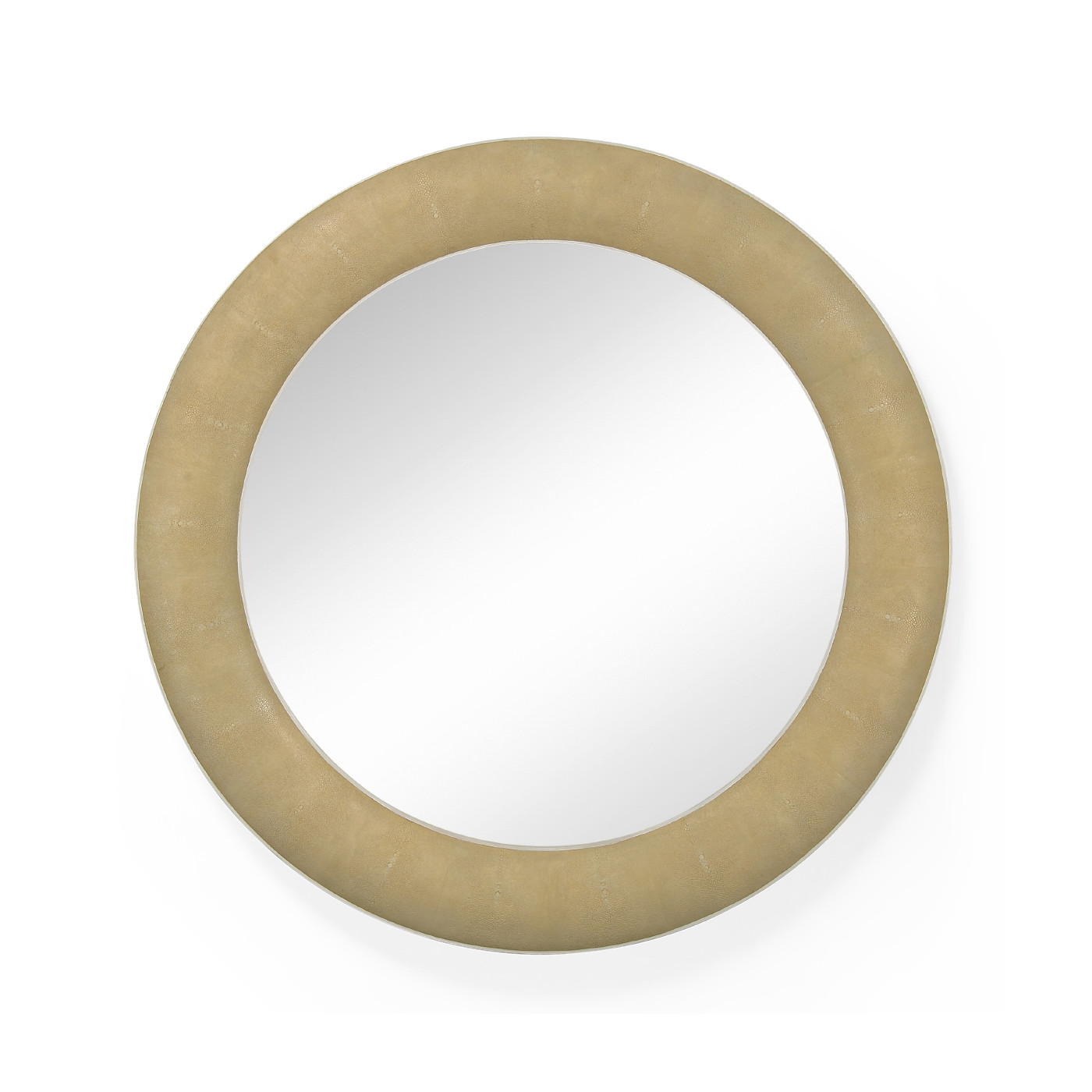 Cream Faux Shagreen Circular Mirror