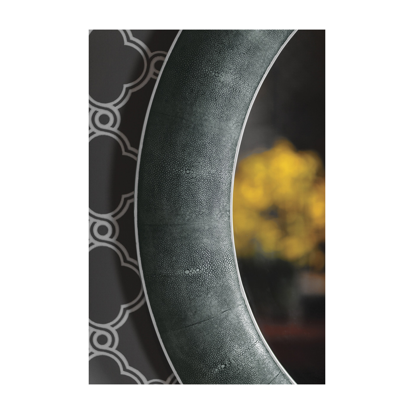 Cream Faux Shagreen Circular Mirror