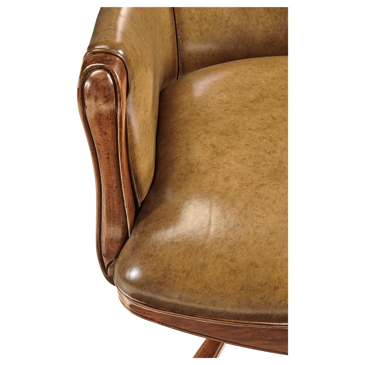 Edwardian High Backed Walnut Office Chair