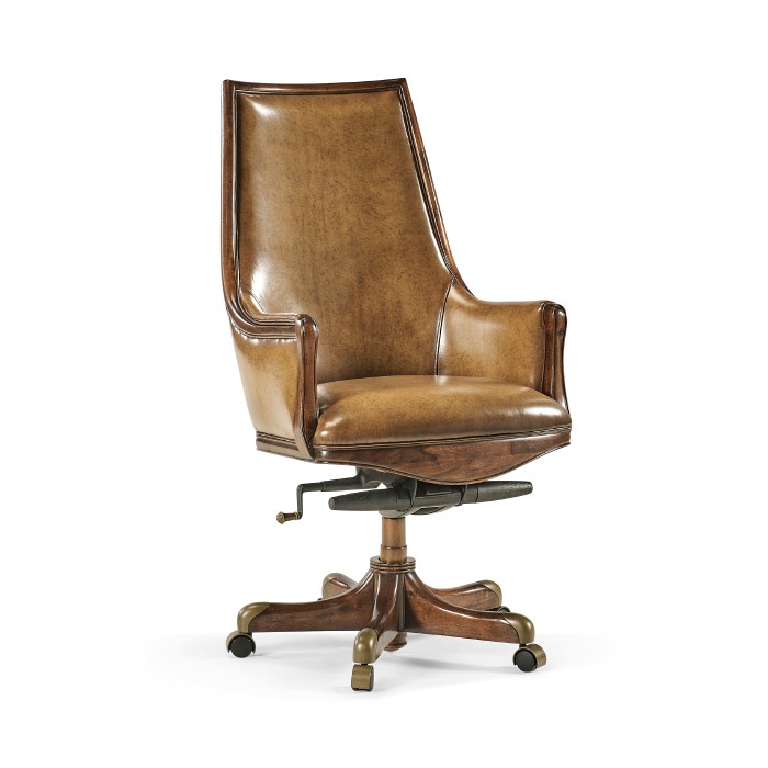 Edwardian High Backed Walnut Office Chair