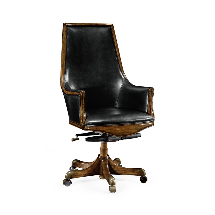 Edwardian High Backed Walnut Office Chair