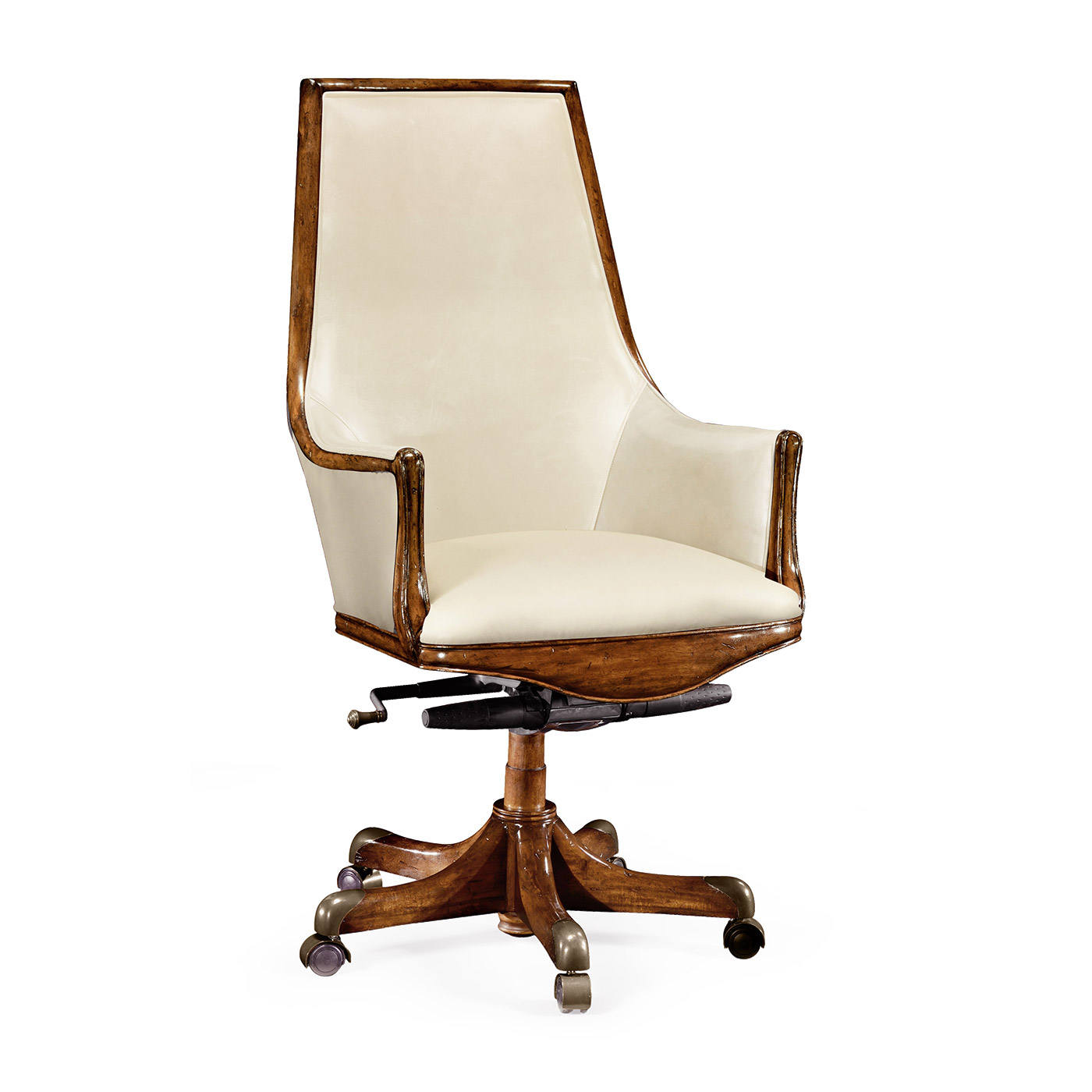 Edwardian High Backed Walnut Office Chair
