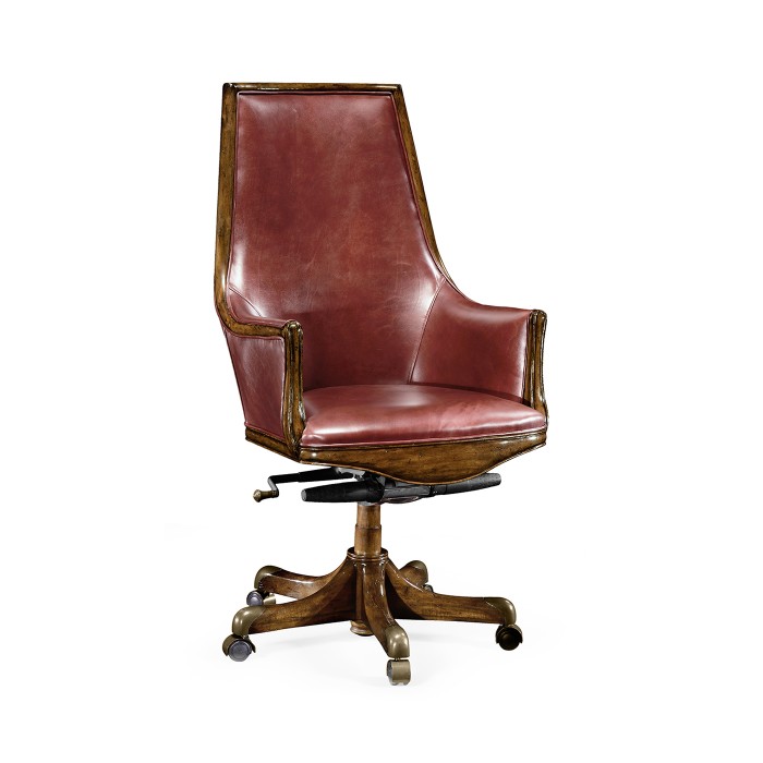 Edwardian High Backed Walnut Office Chair