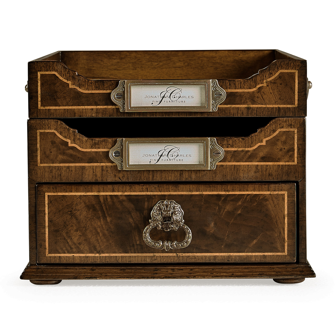 Victorian Style Walnut Letter Tray with Drawer