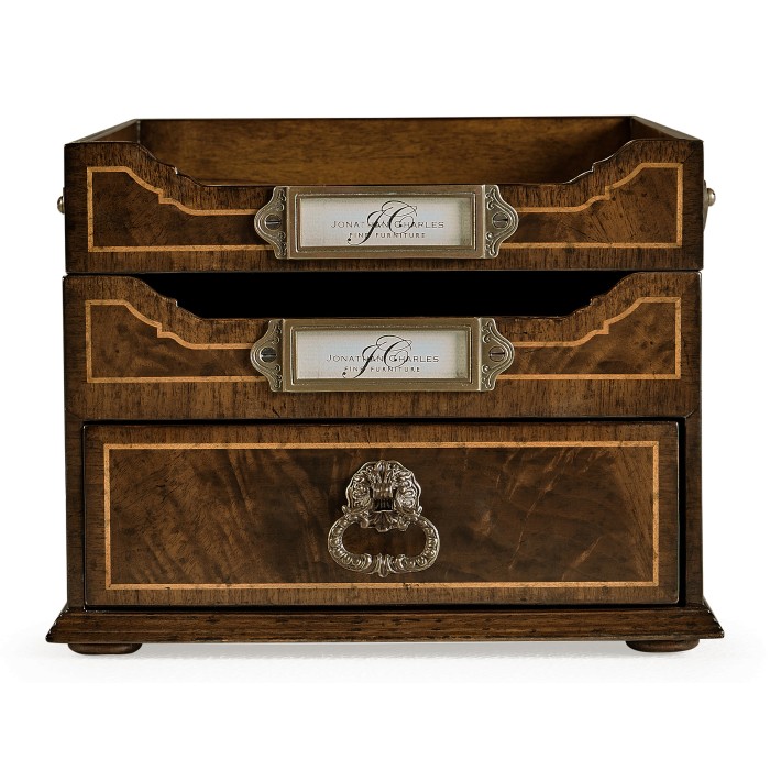 Victorian Style Walnut Letter Tray with Drawer