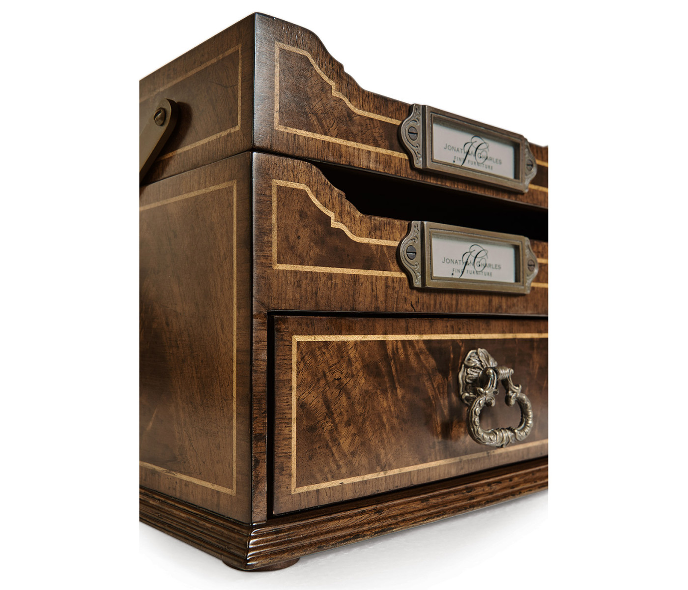 Victorian Style Walnut Letter Tray with Drawer