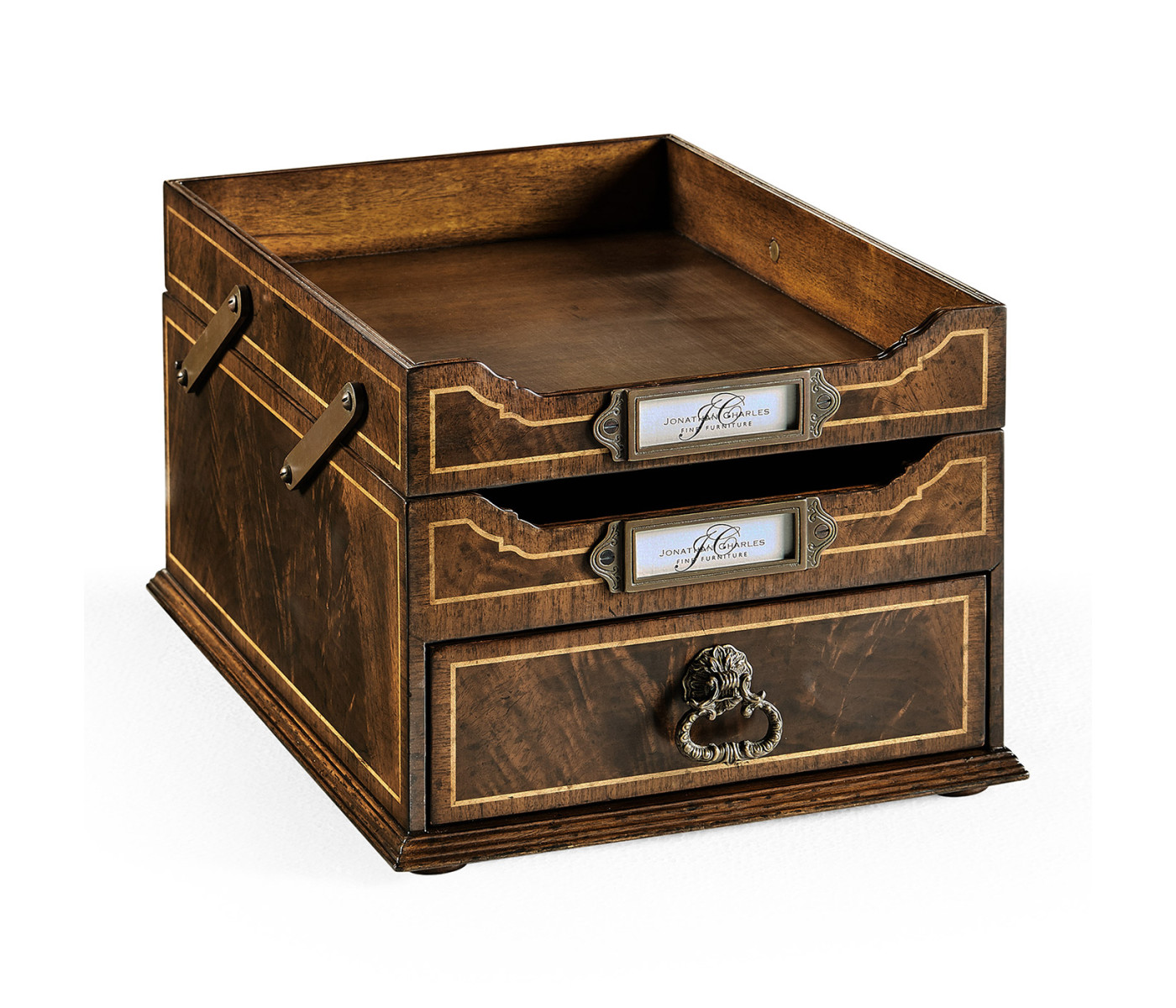 Victorian Style Walnut Letter Tray with Drawer