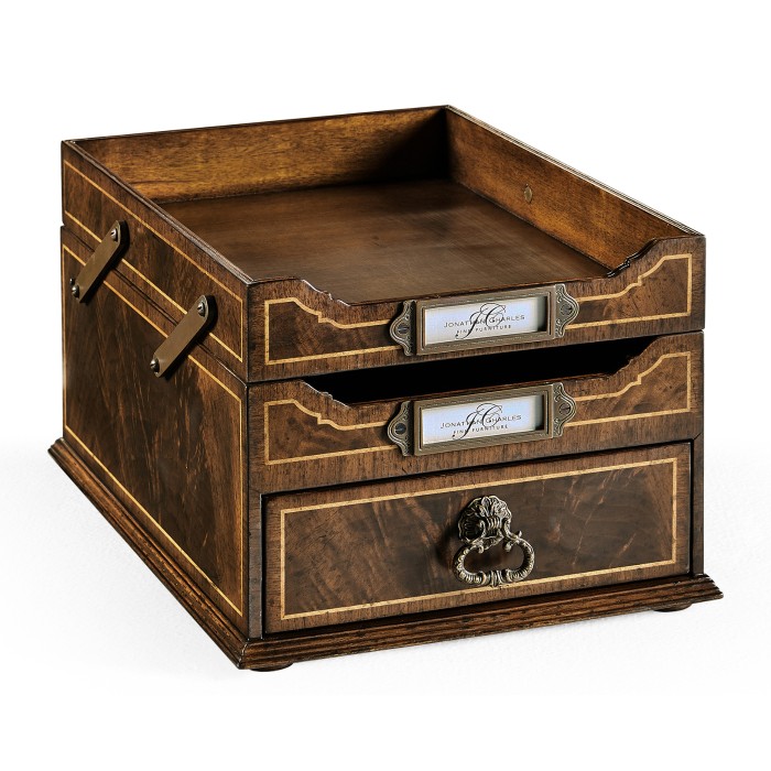 Victorian Style Walnut Letter Tray with Drawer