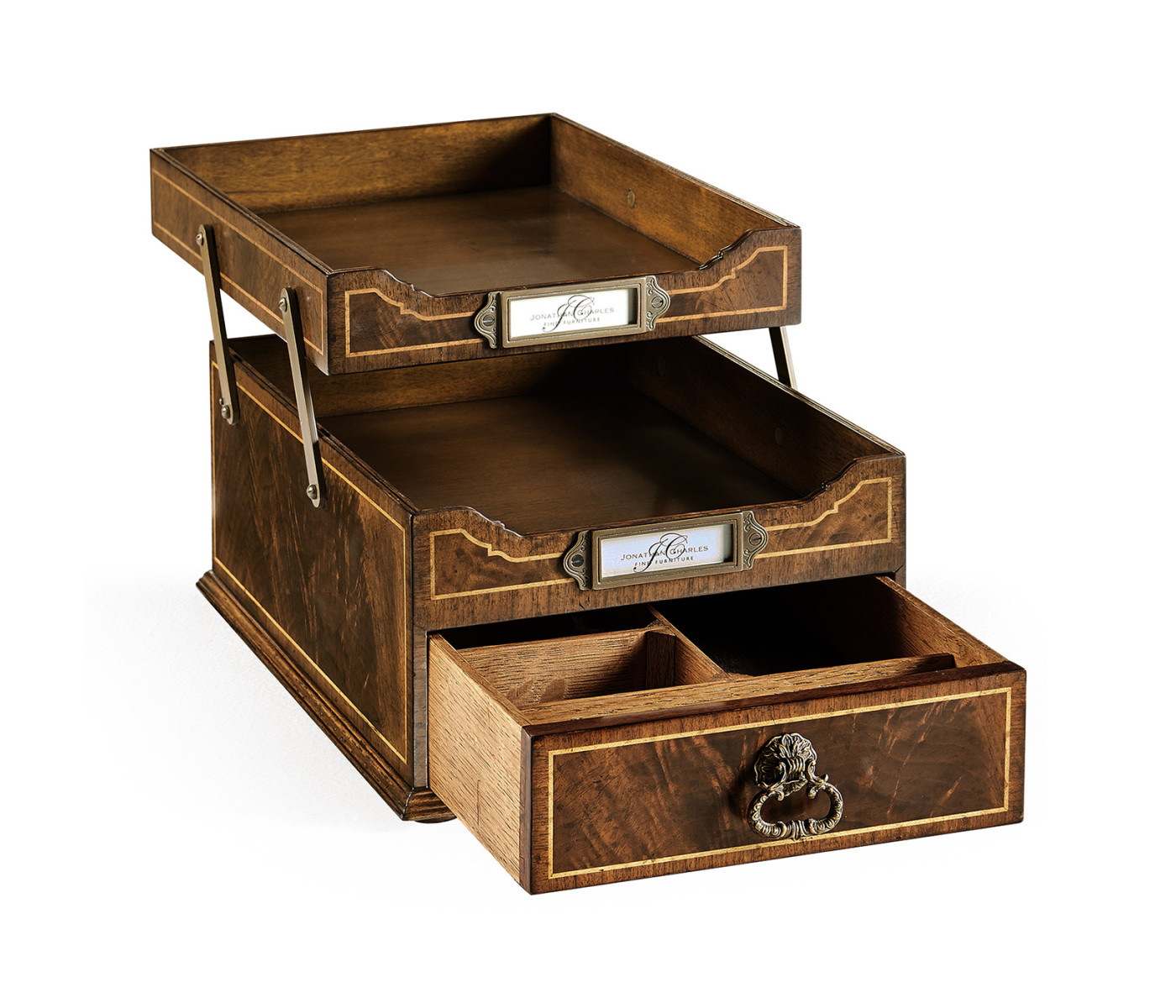 Victorian Style Walnut Letter Tray with Drawer