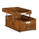 Victorian Style Crotch Walnut Letter Tray with Drawer