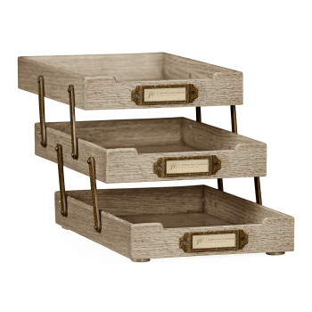 Grey Oak Triple Letter Tray