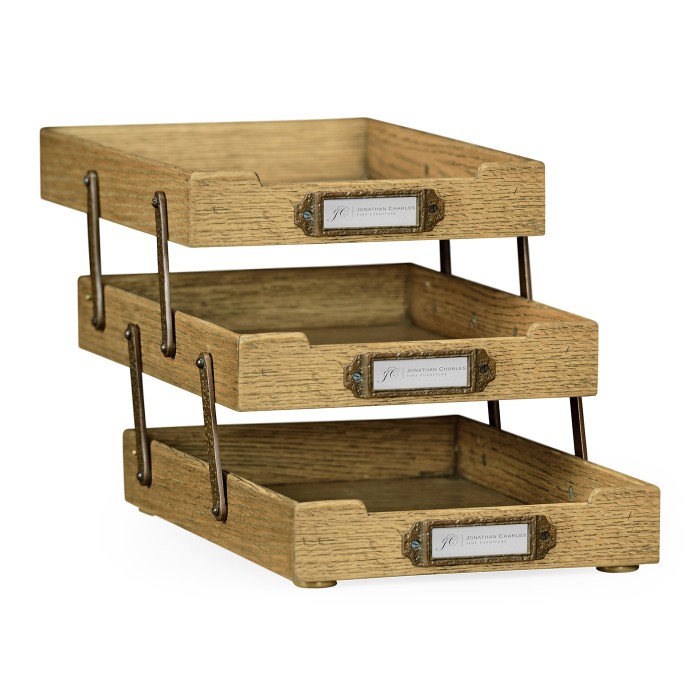Natural Oak Triple Letter Tray