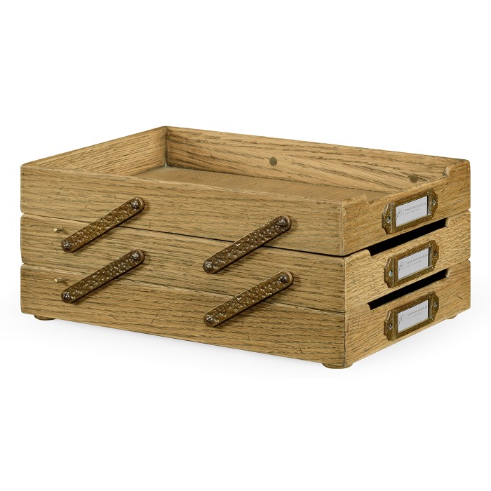 Natural Oak Triple Letter Tray