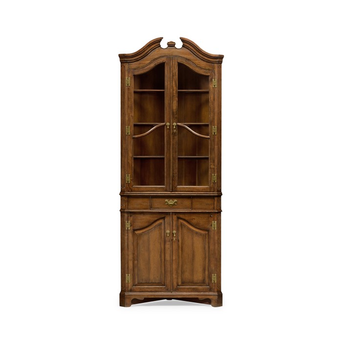 Walnut queen Anne style corner cabinet