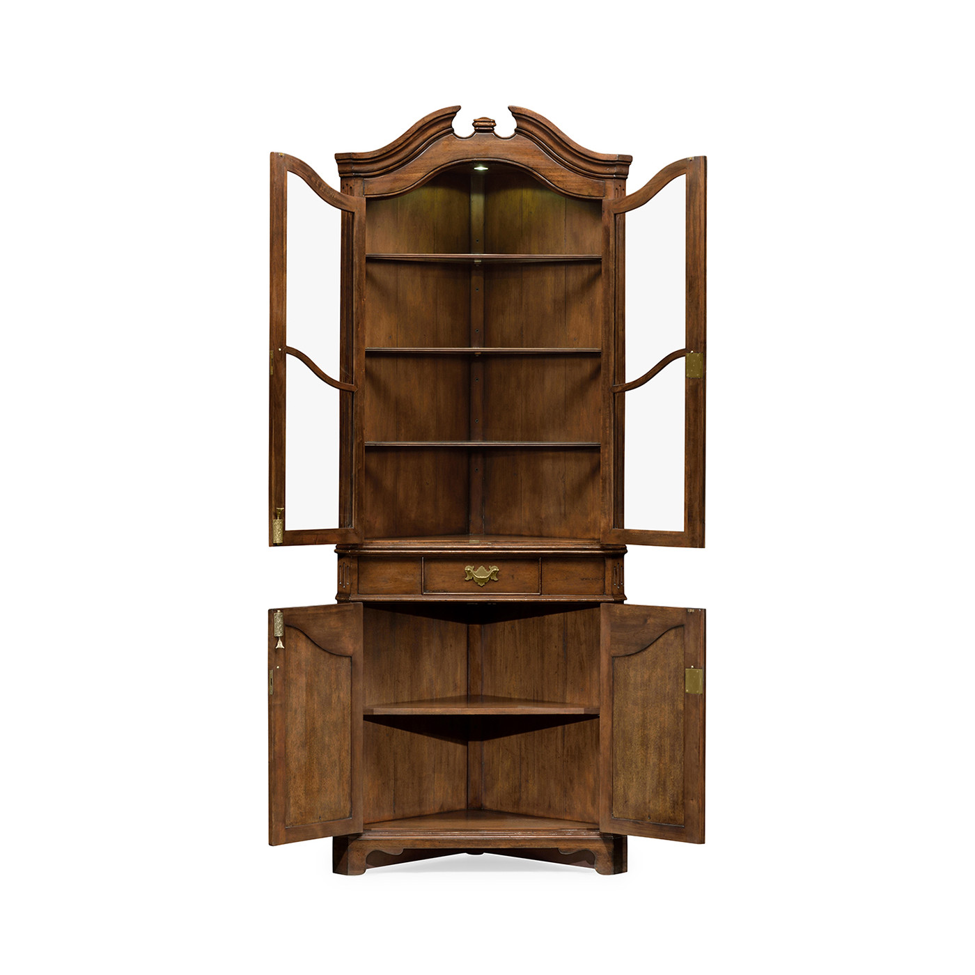 Walnut queen Anne style corner cabinet