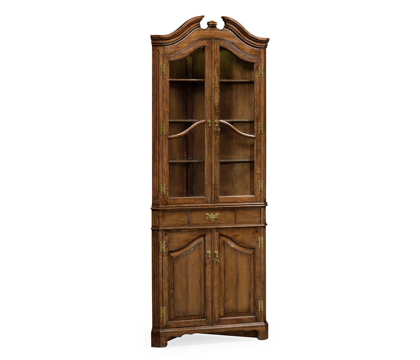 Walnut queen Anne style corner cabinet