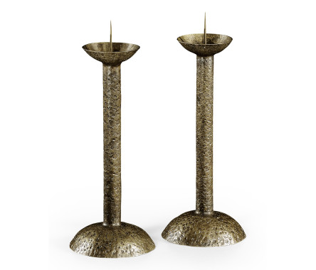 Pair of Hand Hammered Brass Candlesticks