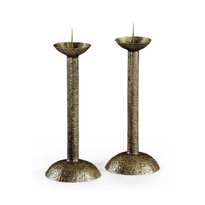 Pair of Hand Hammered Brass Candlesticks